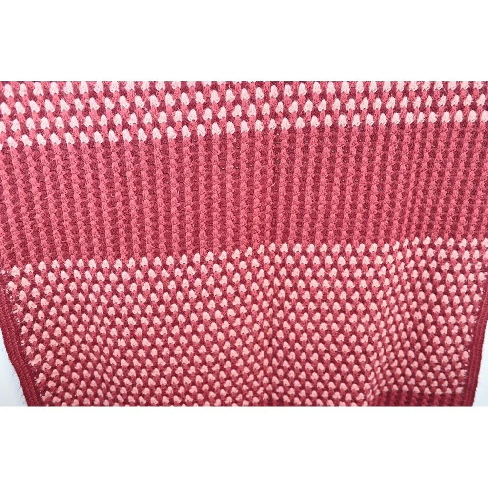 Vintage Pink and Burgundy Crochet Blanket Throw Cotton 46x64 Handcrafted